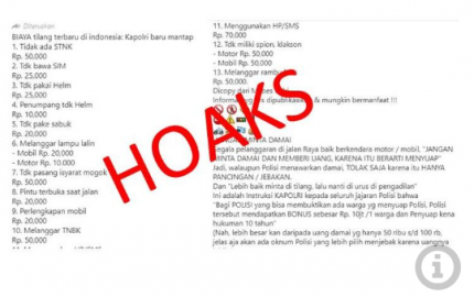 (Hoaks)Biaya terbaru yang sering muncul di medsos dengan mengatas namakan Kapolri