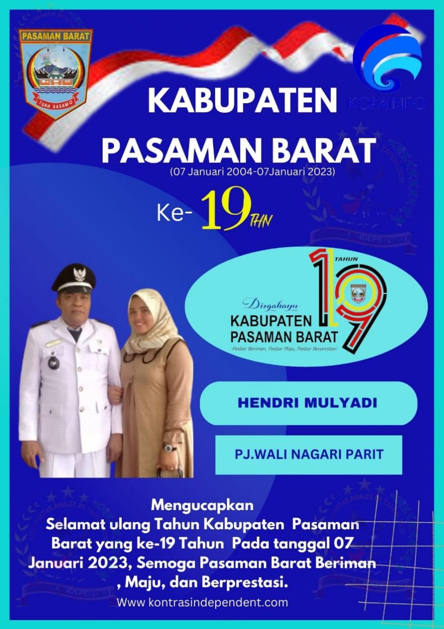 UCAPAN “DIRGAHAYU KABUPATEN PASAMAN BARAT KE-19 “Hendri Mulyadi Pj.Wali Nagari Parit