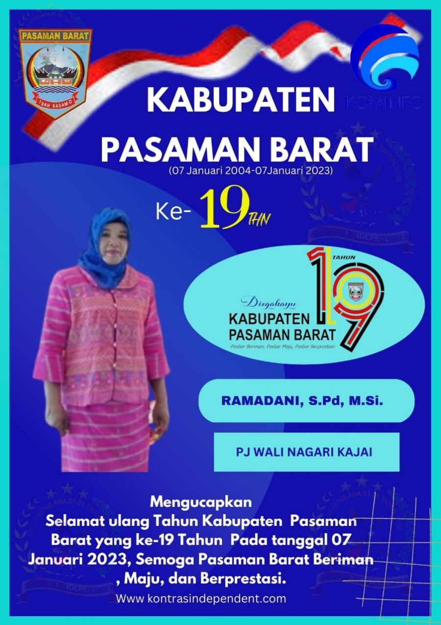 Ucapan HUT Pasaman Barat KE-19 Oleh “RAMADANI,S.PD,M.SI.PJ WALI NAGARI KAJAI