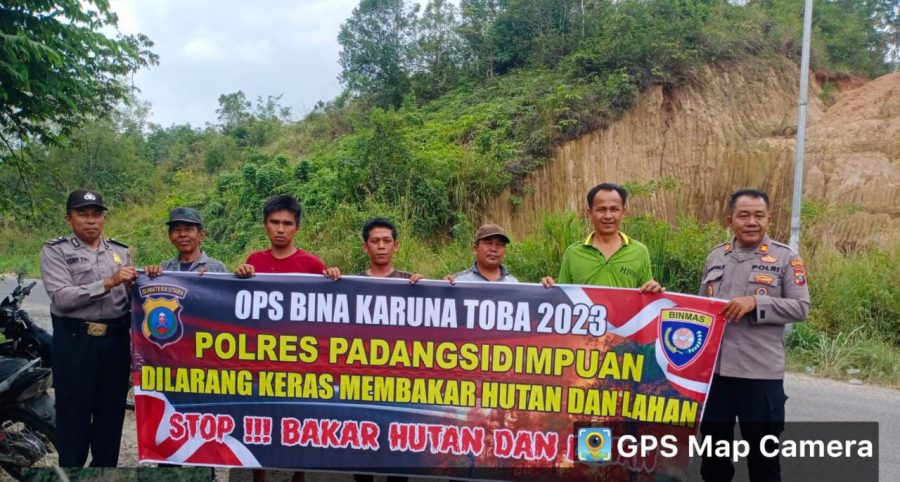 Musim kemarau Sat Binmas Polres PSP, Pasang Spanduk dan gelar sosialisasi bahaya Karhutla