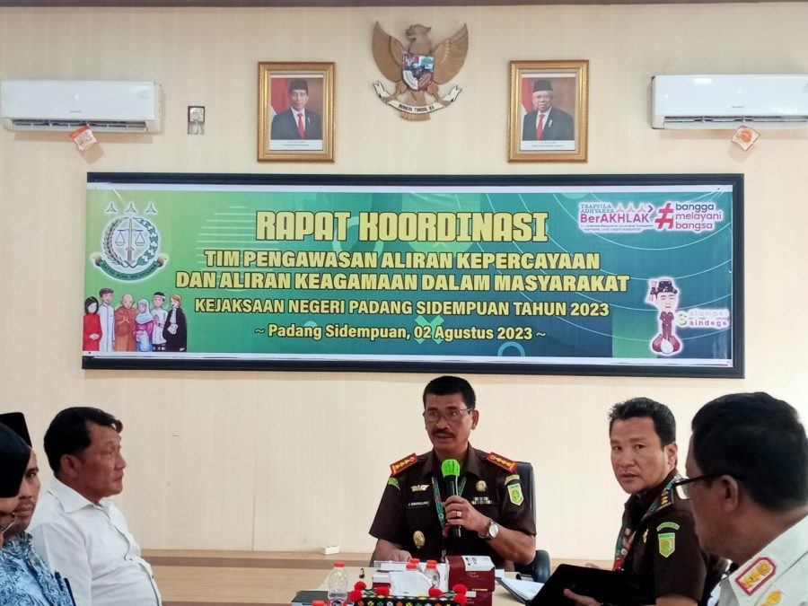 Kejaksaan Negeri Kota Padangsidimpuan Lakukan Rapat Koordinasi Pengawasan Aliran Kepercayaan dan Aliran Keagamaan (Pakem) Tahun 2023