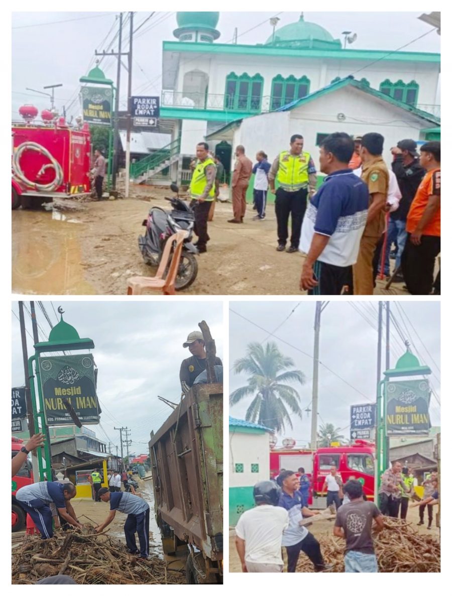 Personel Polres Padangsidimpuan Berjibaku Bantu Warga Terdampak Banjir