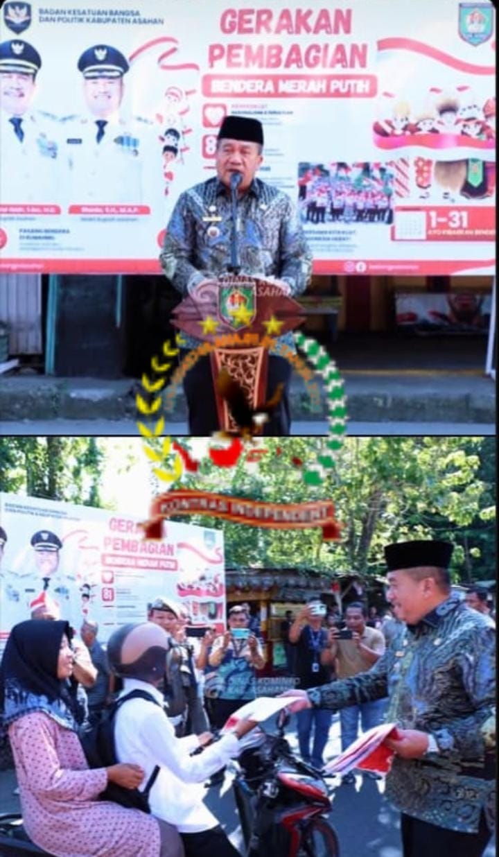 Bupati Asahan Pimpin Gerakan Pembagian Bendera Merah Putih