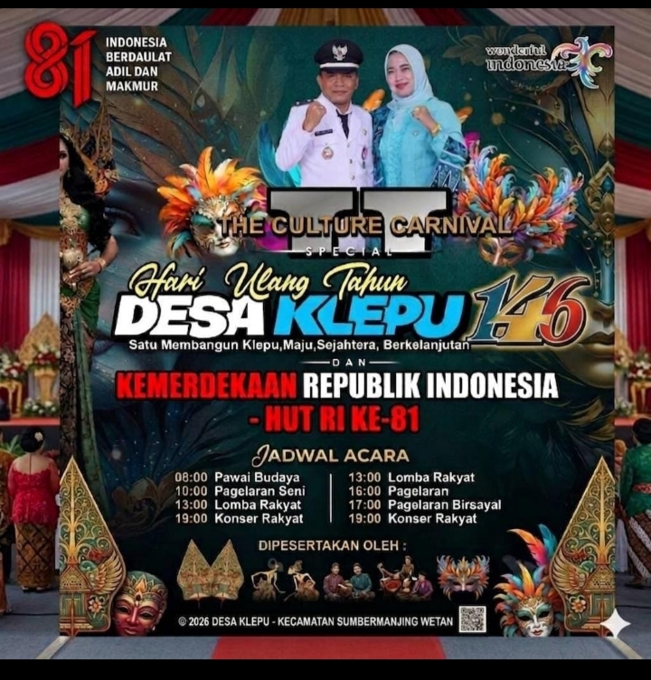Sambut HUT ke-146 dan HUT RI ke-81, Desa Klepu Gelar ‘The Culture Carnival’ Penuh Kemegahan