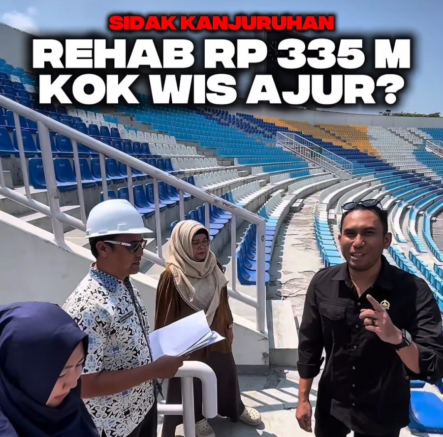 Sidak Dewan, 335 Milyar Rehab Stadion Kanjuruhan Lantai Tribun Sudah Pada Nglupas