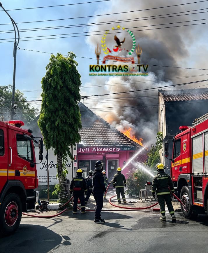 KEBAKARAN MELANDA TOKO BUKET DAN AKSESORIS DI TUREN, JUMLAH KERUGIAN BELUM DAPAT DIPASTIKAN